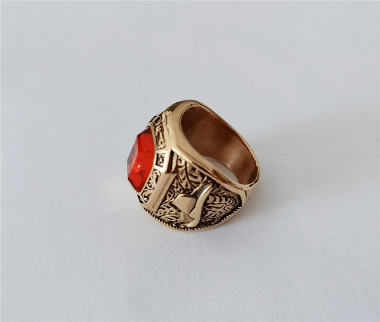 Planderful Retro Bull Head Zircon Ring Unisex Steel Statement Protection Gift Everyday