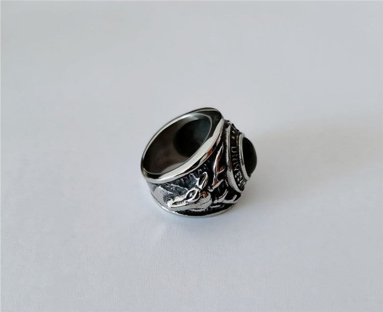 Planderful Titanium Steel Ring Unisex Personalized Nordic Elk Protection Statement For Men And Women