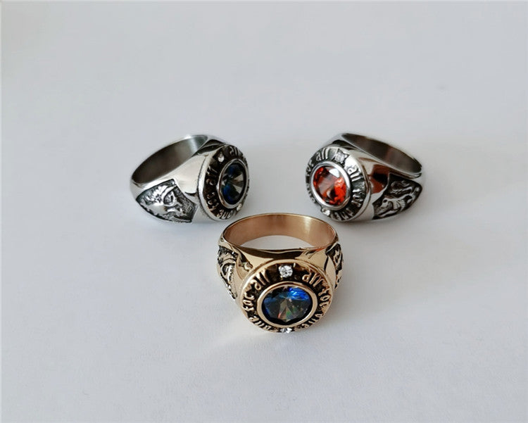 Planderful Titanium Steel Ring With Gemstone Protection For Men Unisex Everyday Genie