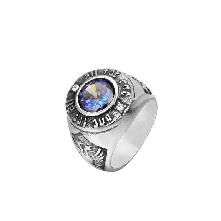 Planderful Titanium Steel Ring With Gemstone Protection For Men Unisex Everyday Genie
