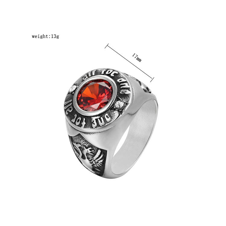 Planderful Titanium Steel Ring With Gemstone Protection For Men Unisex Everyday Genie