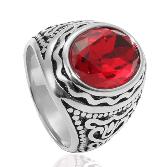 Retro Titanium Steel Men's Ring - Trendy Stainless Steel Design for Everyday Wear