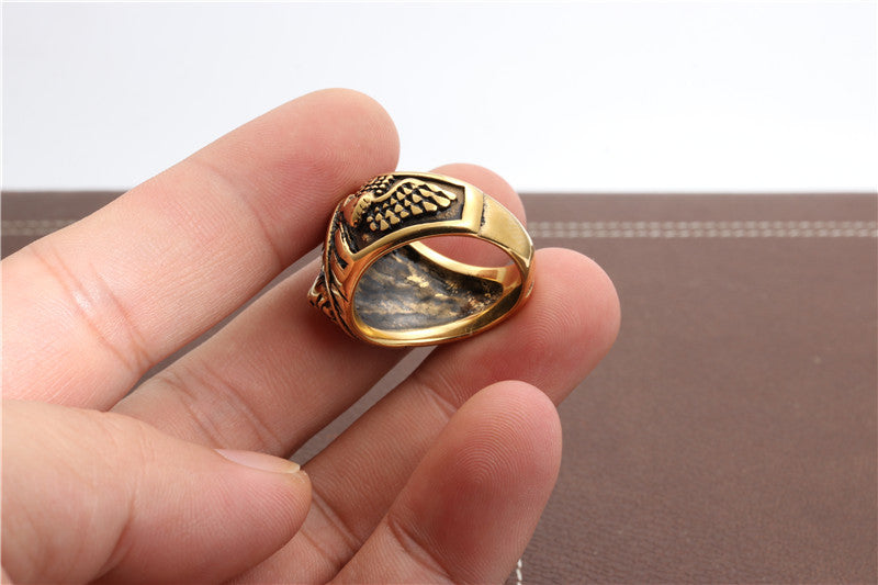 Planderful Stainless Steel Red Eyed Lion Ring Unisex Protective Jewelry For Men And Women