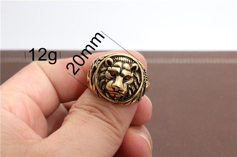 Planderful Stainless Steel Red Eyed Lion Ring Unisex Protective Jewelry For Men And Women