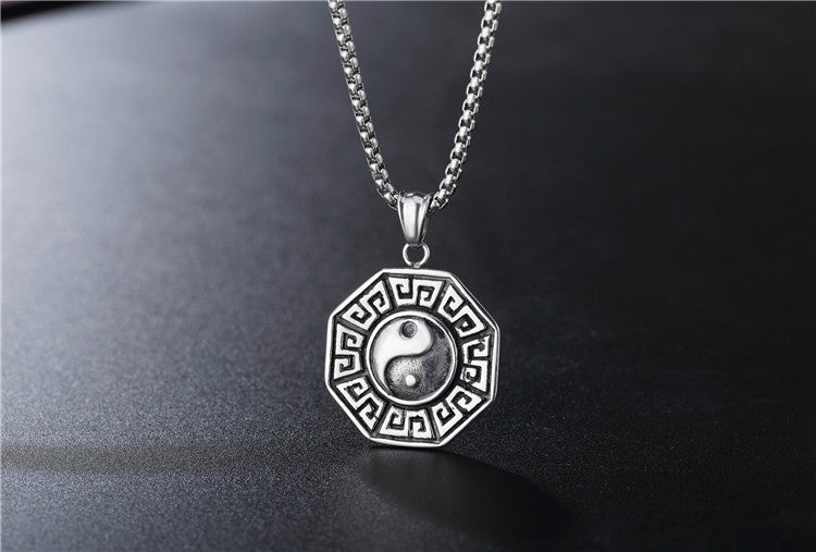 Planderful Yin Yang Tai Chi Stainless Steel Pendant Necklace Unisex Gift For Men And Women