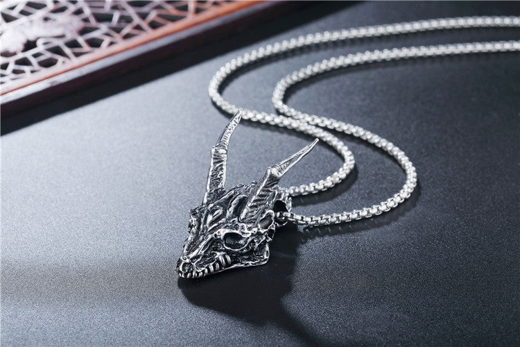 Ram Head Titanium Steel Pendant Necklace