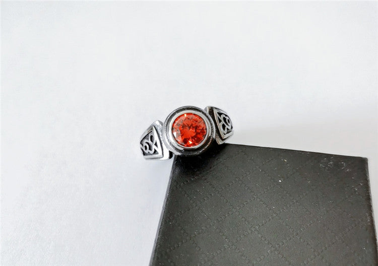 Mens Titanium Steel Ring Personalized Retro Gemstone By Planderful Unisex Protection Statement