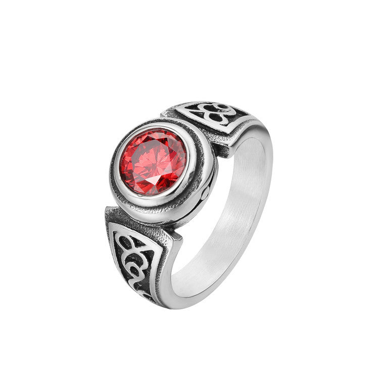 Mens Titanium Steel Ring Personalized Retro Gemstone By Planderful Unisex Protection Statement