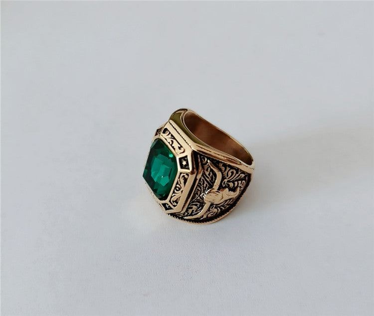 Planderful Retro Bull Head Zircon Ring Unisex Steel Statement Protection Gift Everyday