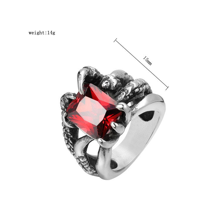 Planderful Fashion Retro Ghost Claw Zircon Men's Titanium Steel Ring Unisex Personalized Protection Statement