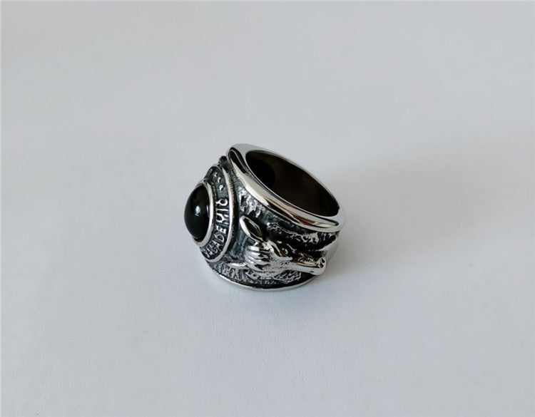 Planderful Titanium Steel Ring Unisex Personalized Nordic Elk Protection Statement For Men And Women