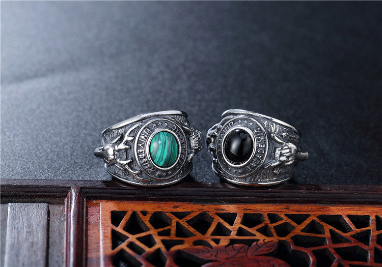 Planderful Titanium Steel Ring Unisex Personalized Nordic Elk Protection Statement For Men And Women