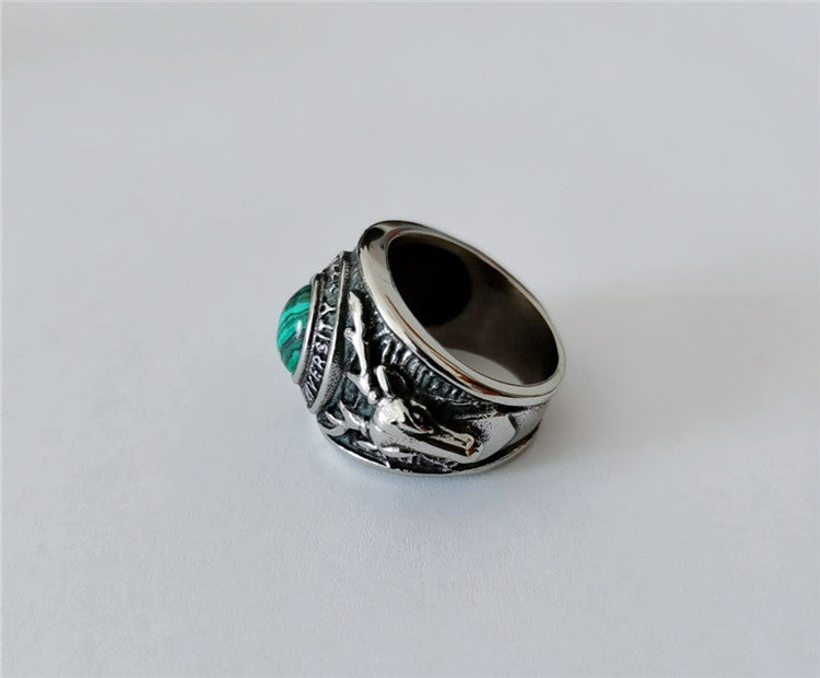 Planderful Titanium Steel Ring Unisex Personalized Nordic Elk Protection Statement For Men And Women