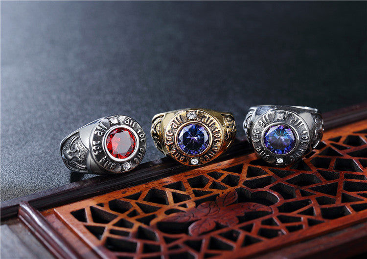 Planderful Titanium Steel Ring With Gemstone Protection For Men Unisex Everyday Genie