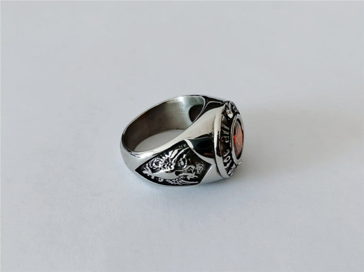Planderful Titanium Steel Ring With Gemstone Protection For Men Unisex Everyday Genie