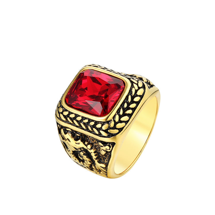 Planderful Titanium Steel Zircon Dragon Ring For Men Unisex Protection Statement Everyday Genie Collection