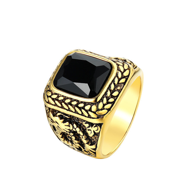 Planderful Titanium Steel Zircon Dragon Ring For Men Unisex Protection Statement Everyday Genie Collection