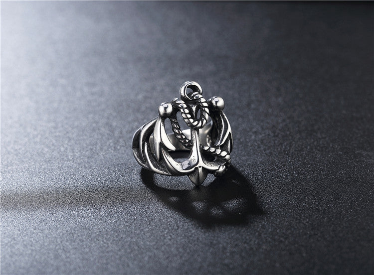 Everyday Genie Ship Anchor Men's Titanium Steel Ring