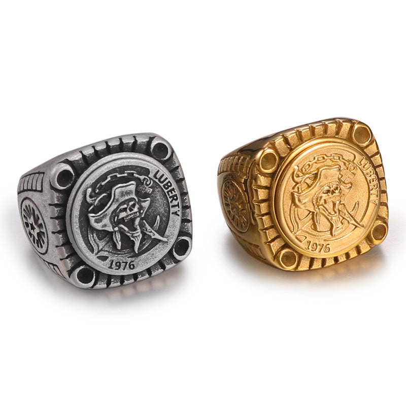 Personalized Retro Skull Ring for Men - European and American Fashion Warlord Design in Stainless Steel