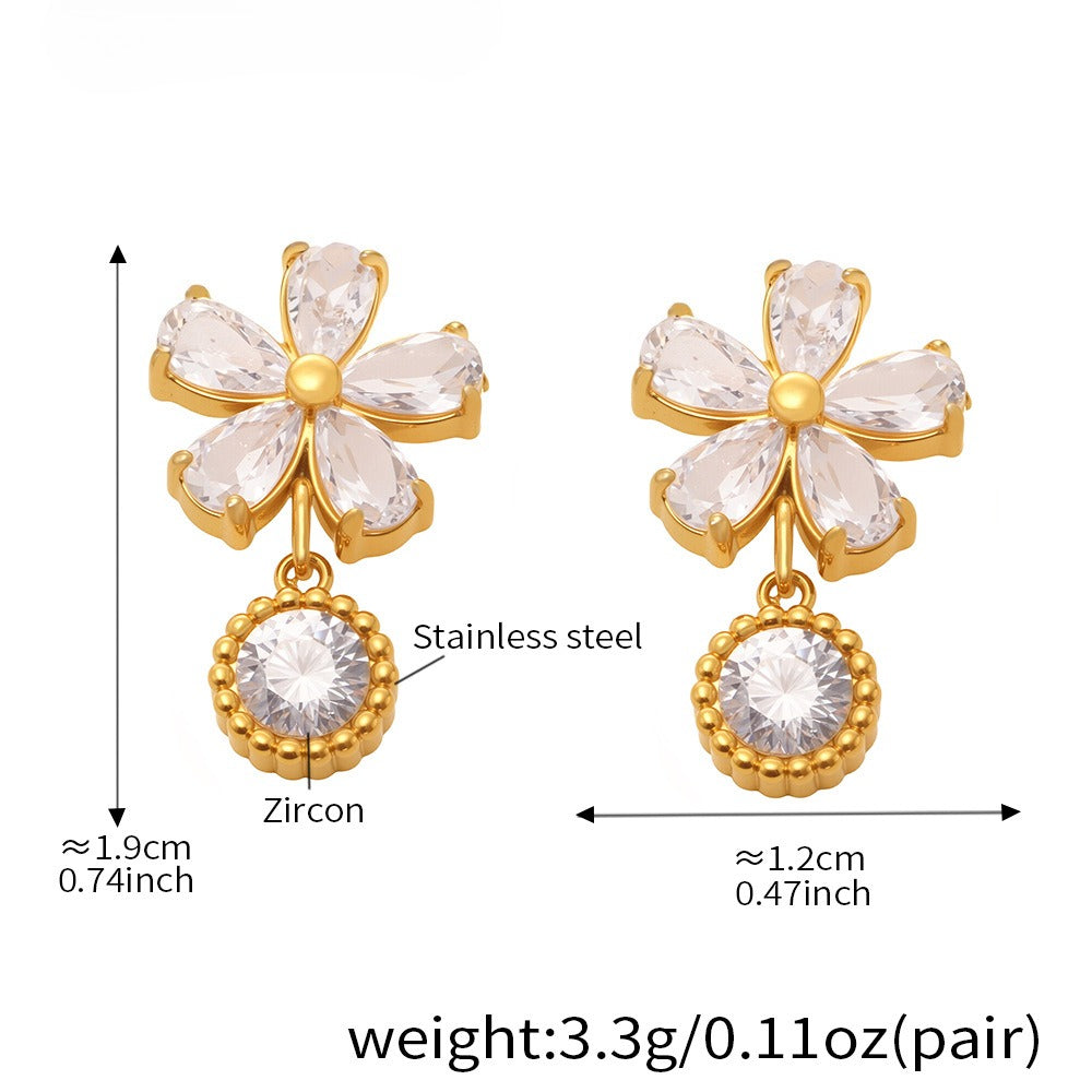Planderful Everyday Genie Zircon Flower Earrings For Women