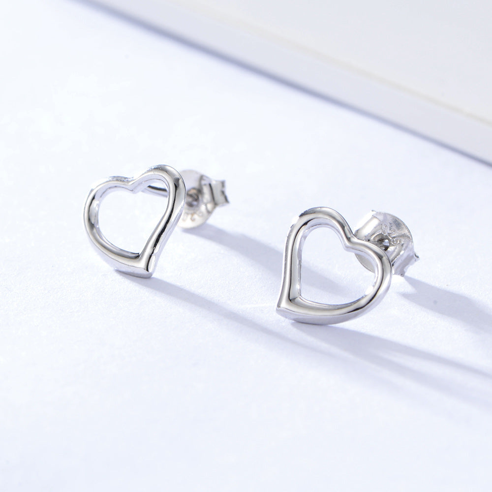 S925 Sterling Silver Jewelry Korean Version Of Love Stud Earrings, Girl Versatile Earrings,