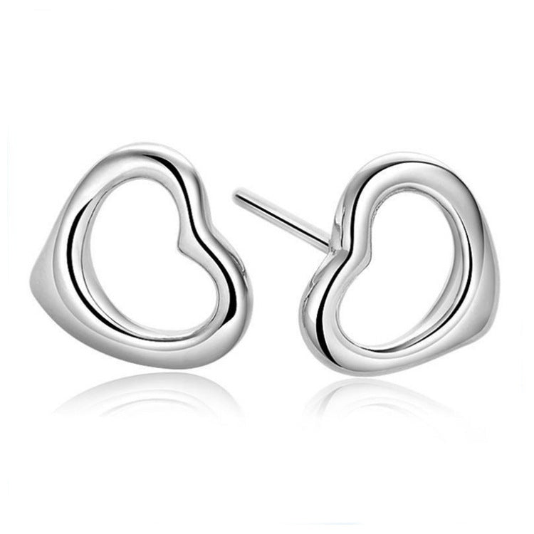 S925 Sterling Silver Jewelry Korean Version Of Love Stud Earrings, Girl Versatile Earrings,