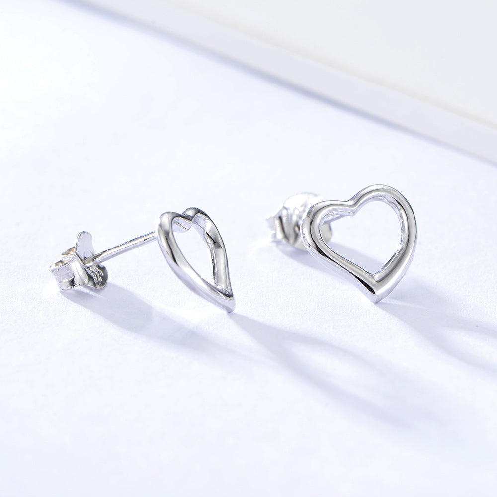 S925 Sterling Silver Jewelry Korean Version Of Love Stud Earrings, Girl Versatile Earrings,