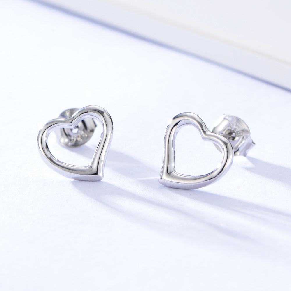 S925 Sterling Silver Jewelry Korean Version Of Love Stud Earrings, Girl Versatile Earrings,