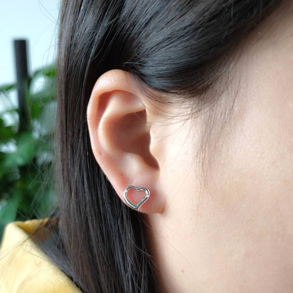 S925 Sterling Silver Jewelry Korean Version Of Love Stud Earrings, Girl Versatile Earrings,
