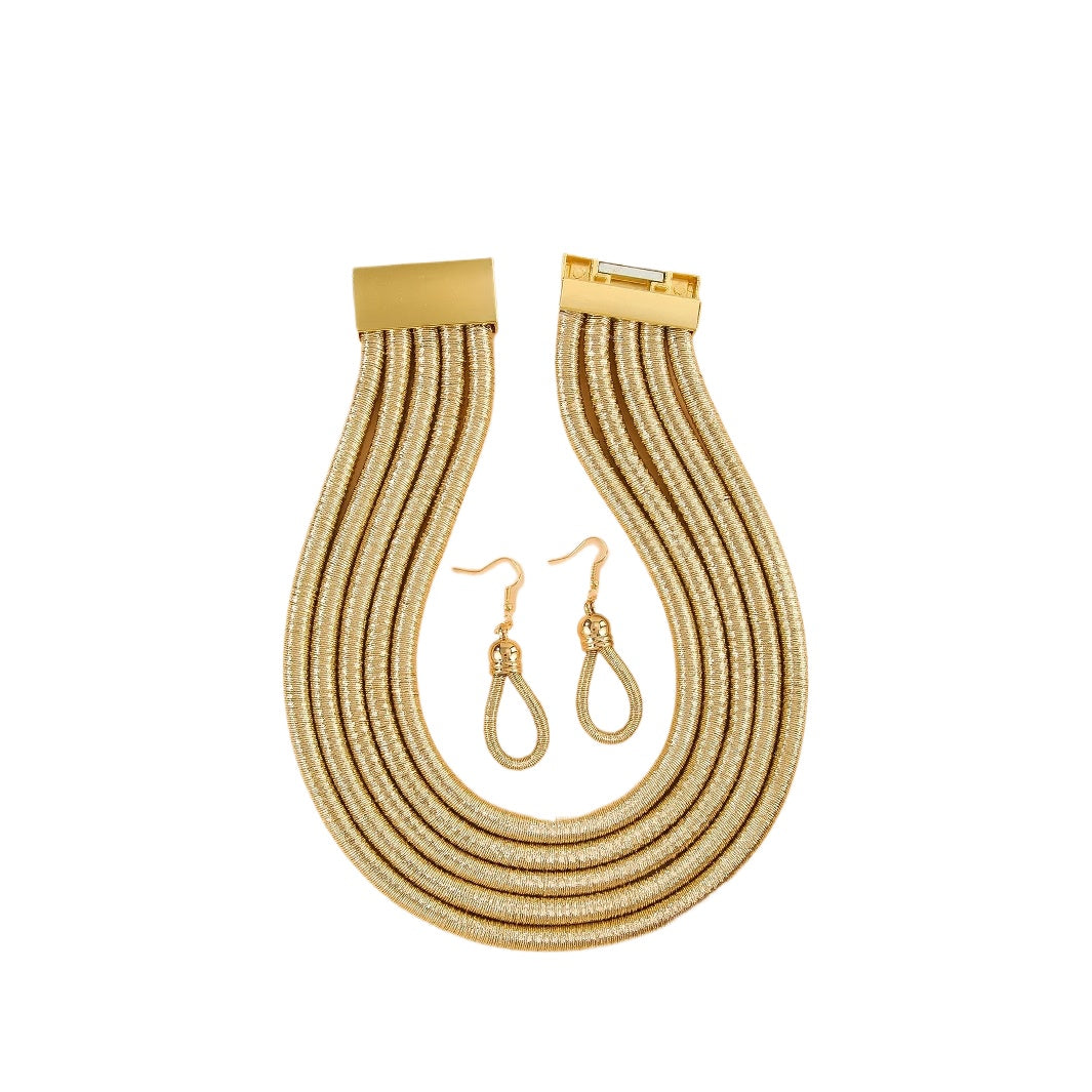 Planderful Savanna Rhythms Necklace and Earrings Set – Elegant Multi-Layer Design