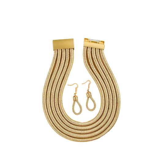 Planderful Savanna Rhythms Necklace and Earrings Set – Elegant Multi-Layer Design