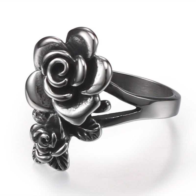 Retro Hollow Engraved Oil Ring for Women - European and American Fashion Rose Jewelry