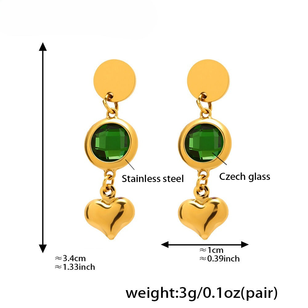 Planderful Czech Glass Love Fringe Earrings 18K Gold Women