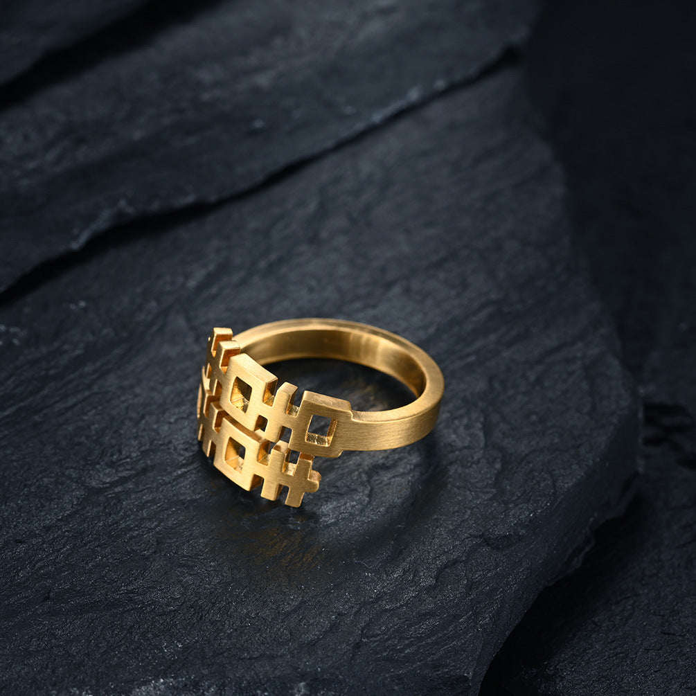 Chinese Style Double Happiness Hipster Ring for Men JZ409