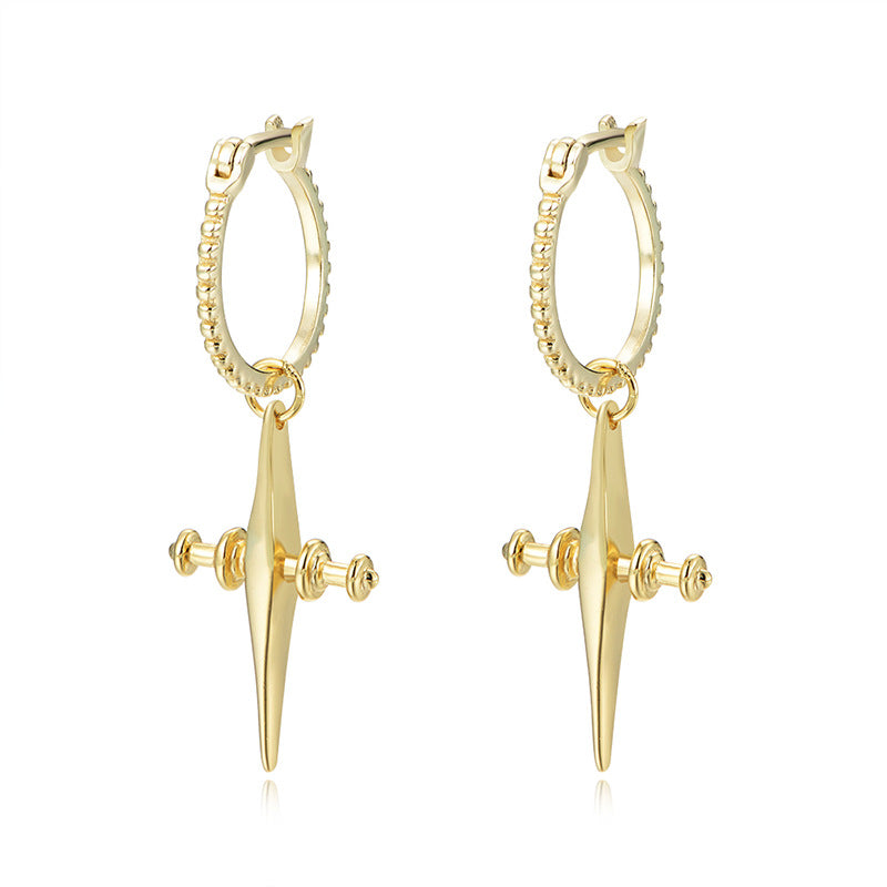 Accessories 925 Sterling Silver Ear Buckle Cross Earrings Style Personalized Versatile Earrings