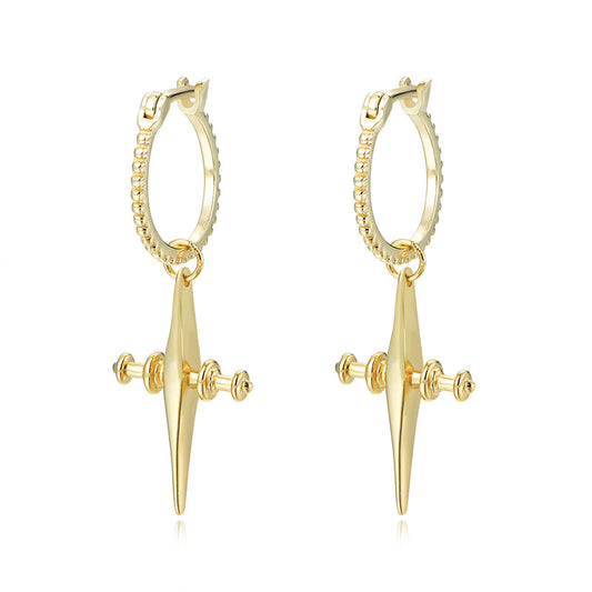 Accessories 925 Sterling Silver Ear Buckle Cross Earrings Style Personalized Versatile Earrings