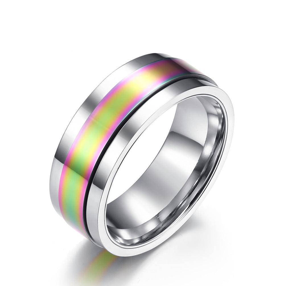E-commerce Amazon titanium steel plated color rotatable ring, rotatab ...