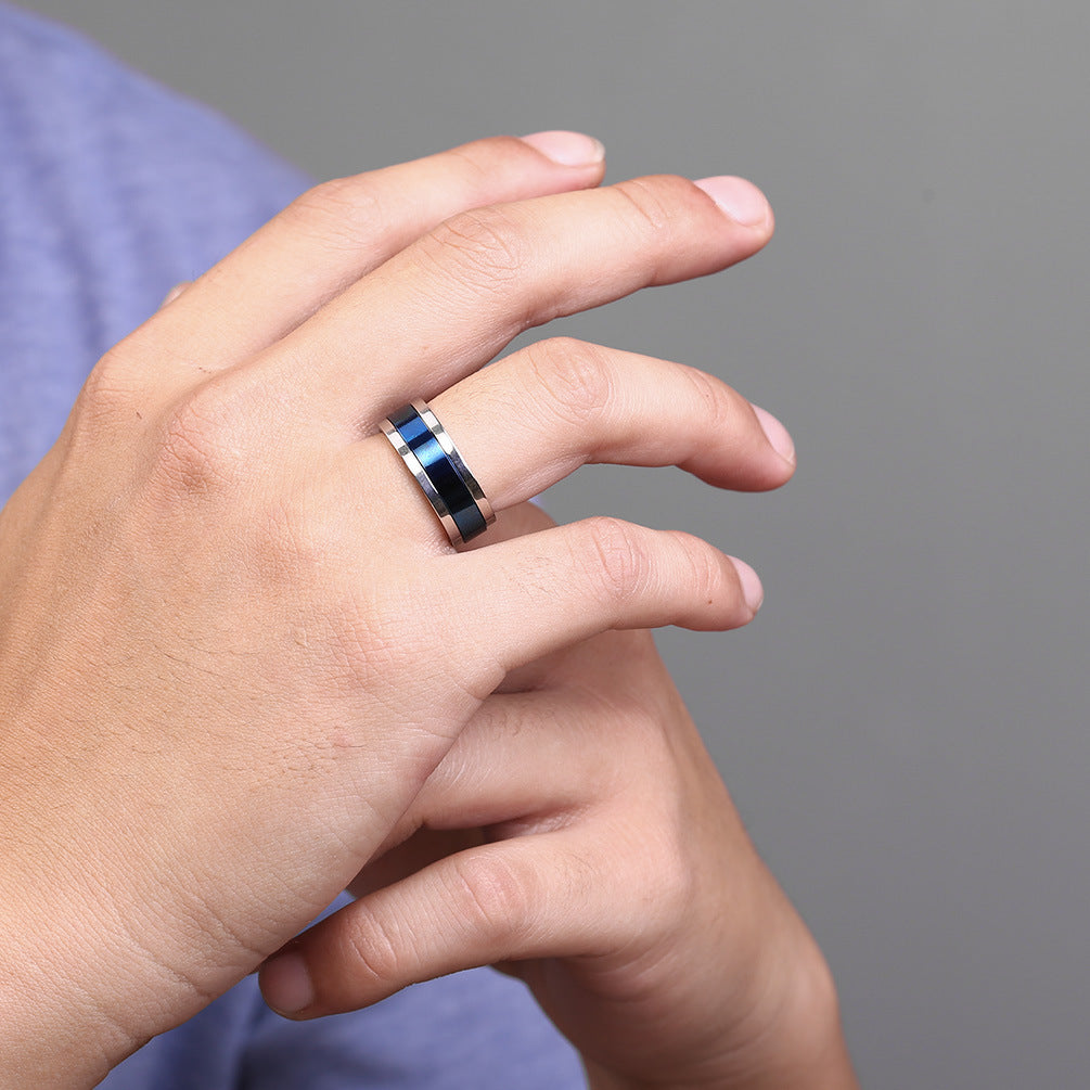 E-commerce Titanium Steel Plated Rotatable Ring for Men