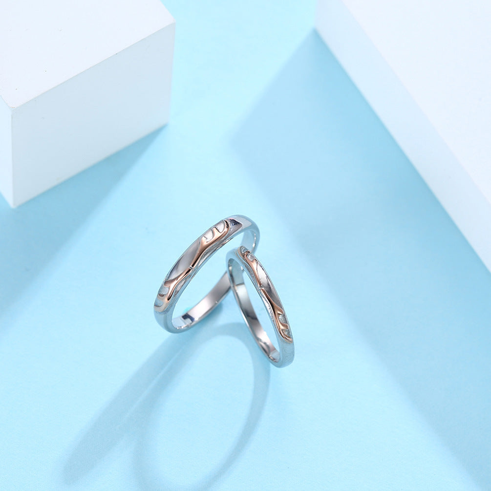 Titanium Steel Antlers Couple Ring Rose Gold Gift for All