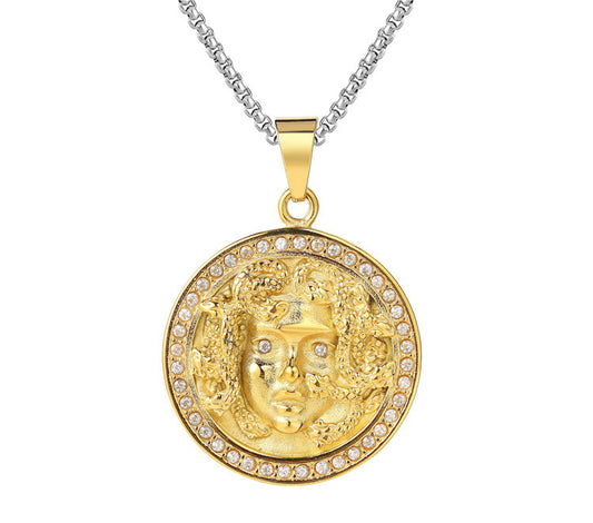 Planderful Medusa Pendant Necklace Unisex Protection Mythology Inspired Stainless Steel Jewelry