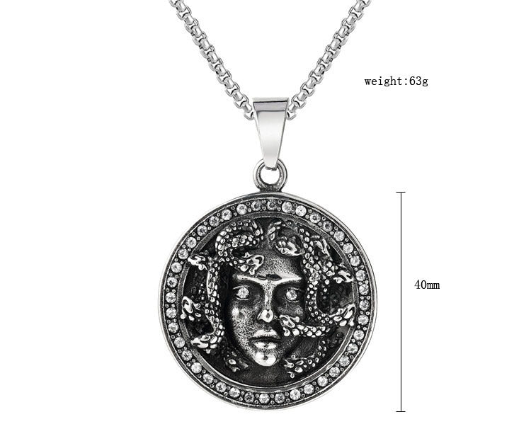 Planderful Medusa Pendant Necklace Unisex Protection Mythology Inspired Stainless Steel Jewelry