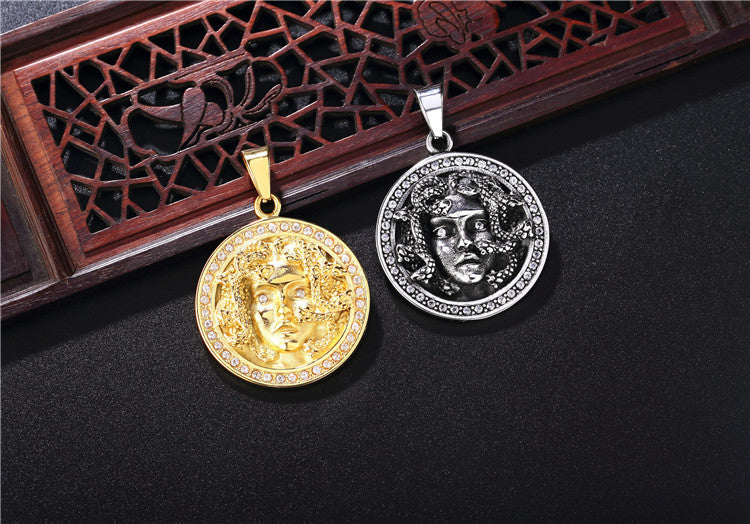 Planderful Medusa Pendant Necklace Unisex Protection Mythology Inspired Stainless Steel Jewelry