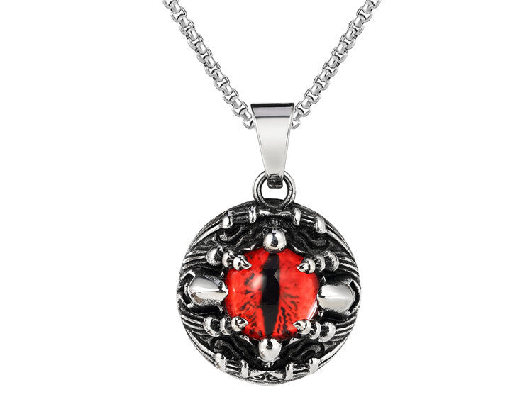 Planderful Devils Eye Pendant Necklace Titanium Steel For Men And Women Unisex Personalized Protection Charm