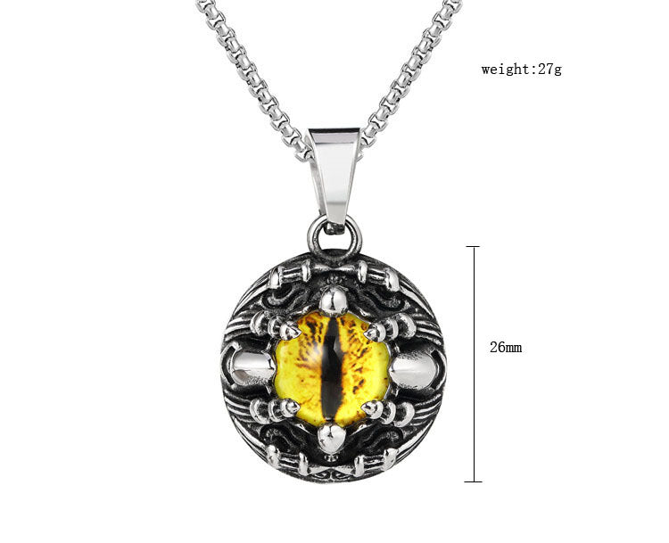 Planderful Devils Eye Pendant Necklace Titanium Steel For Men And Women Unisex Personalized Protection Charm