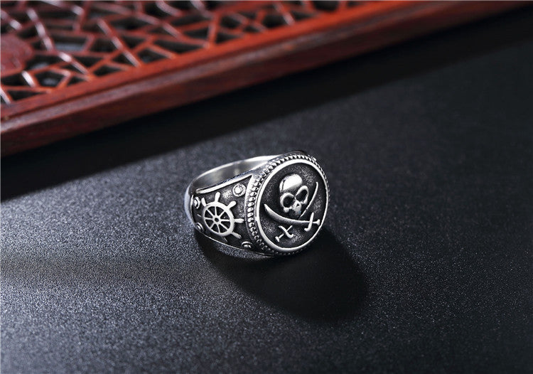Retro Skull Signet Titanium Steel Ring
