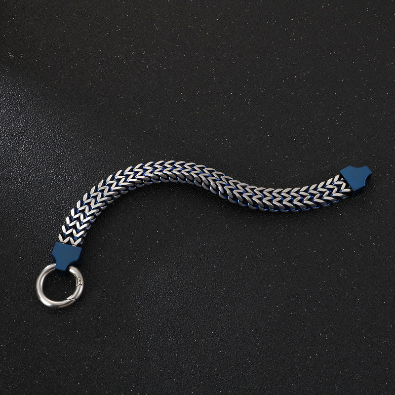 Trendy Men's Double-Layer Fish Scale Bracelet in Titanium Steel - European and American Retro Jewelry