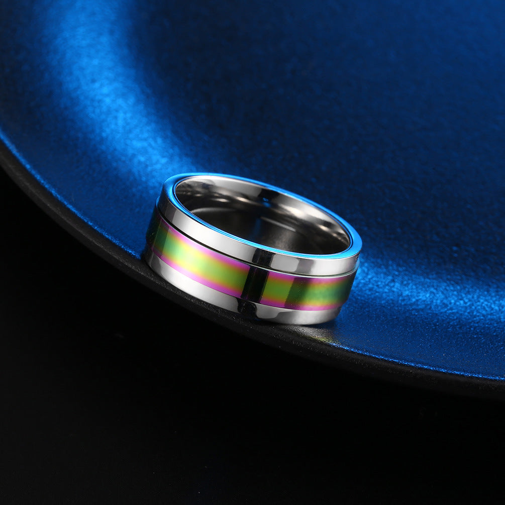 E-commerce Titanium Steel Plated Rotatable Ring for Men