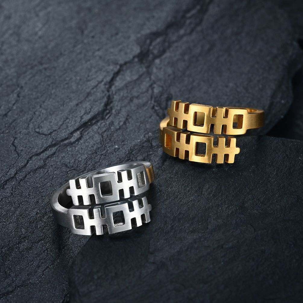 National Style Hipster Ring in 18K Gold Plated Steel