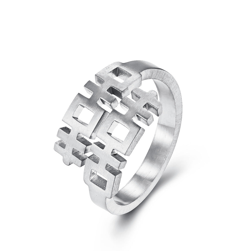 National Style Hipster Ring in 18K Gold Plated Steel