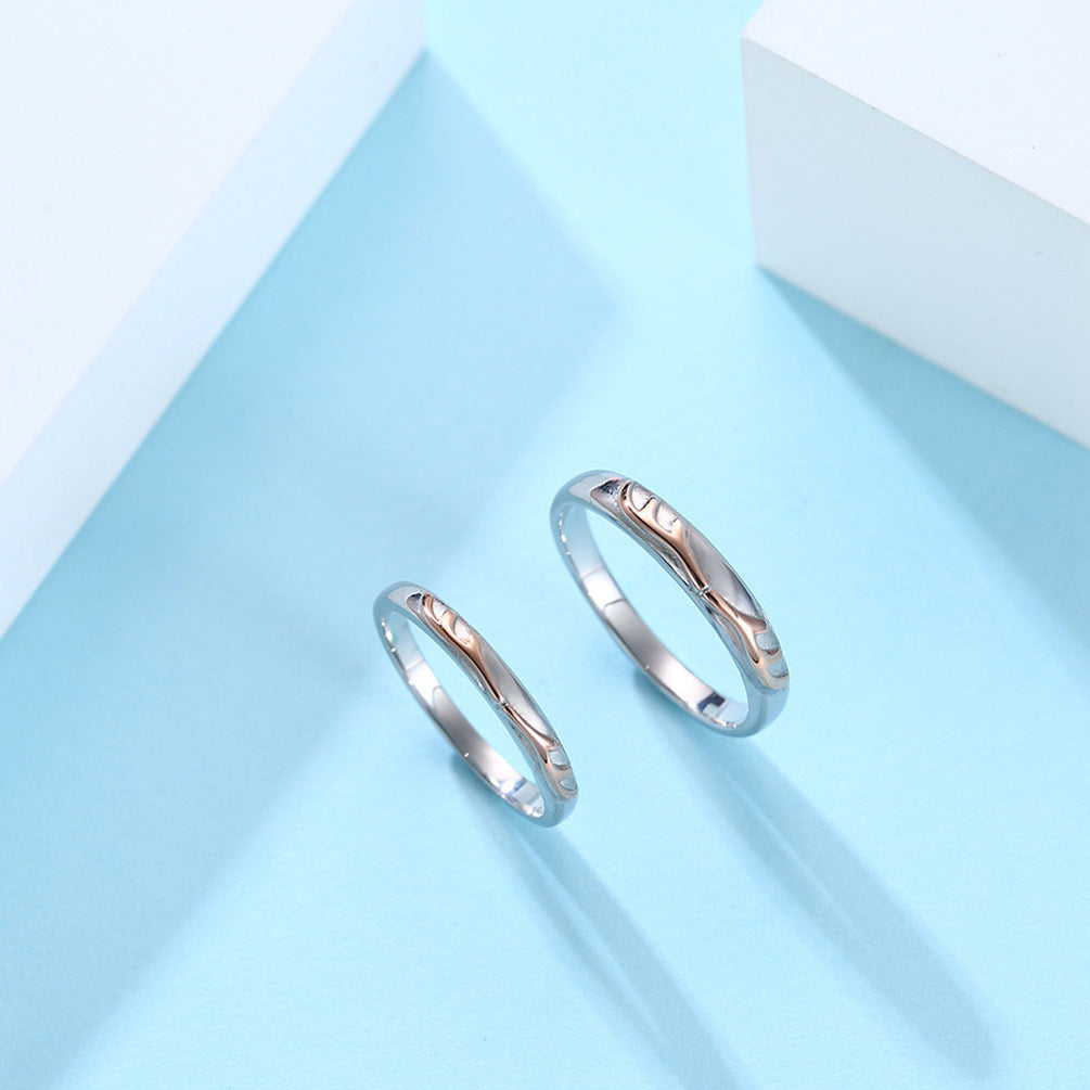 Titanium Steel Antlers Couple Ring Rose Gold Gift for All